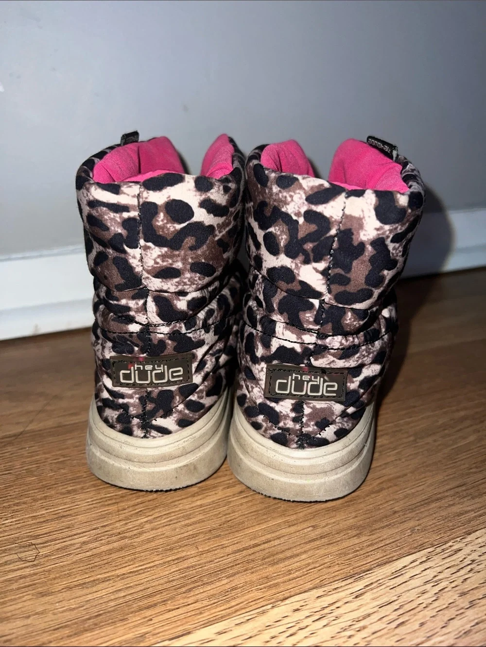 Girls Leopard-Print Winter Boots with Bright Pink Lining